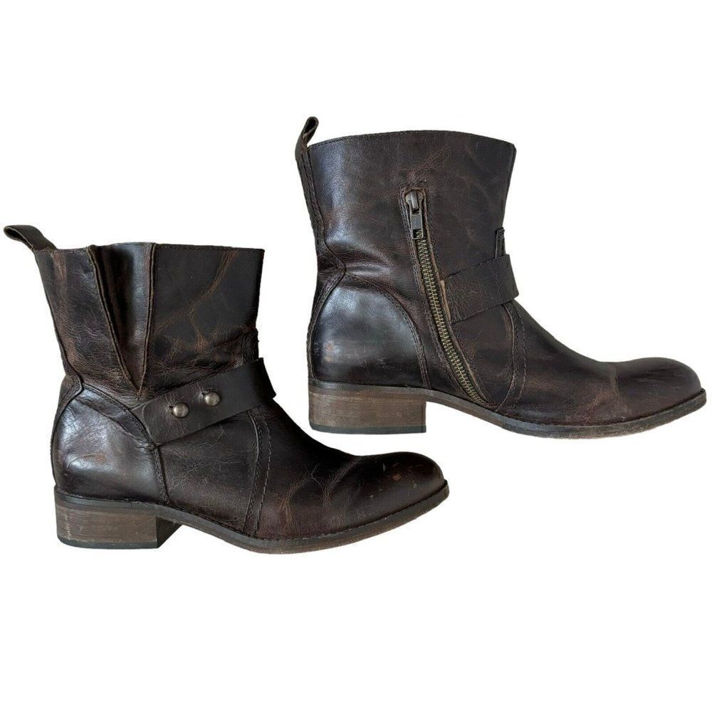 Spirit by Lucchese Olivia Short Brown Smooth Leather Ankle Western Boots Sz 7.5